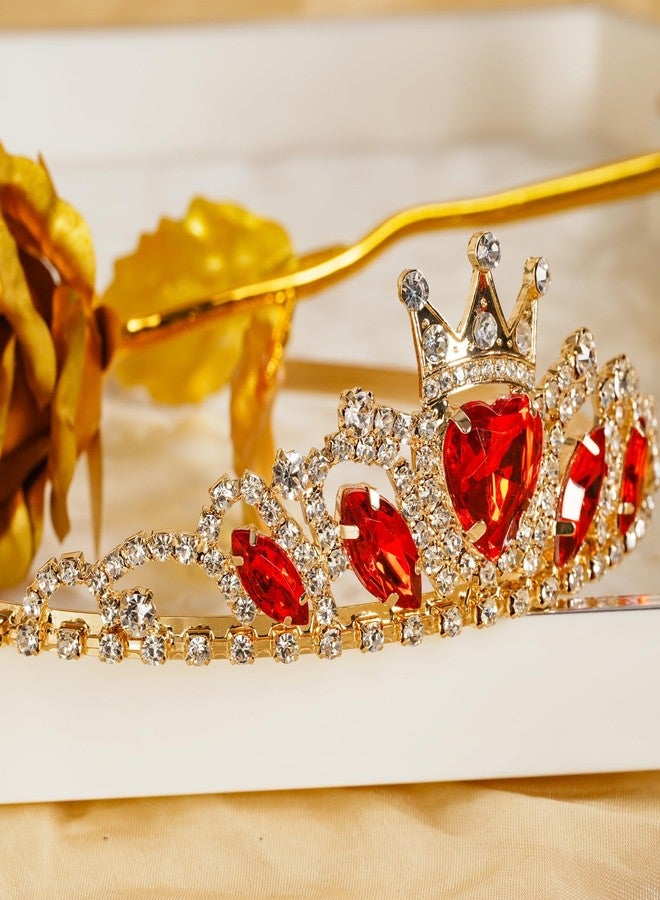 Botrinal Evie Red Heart Necklace and Descendant 3 Queen of Hearts Tiara Descendant Costume Evie Gold Crown for Girls Teens Halloween Parties - Image 3
